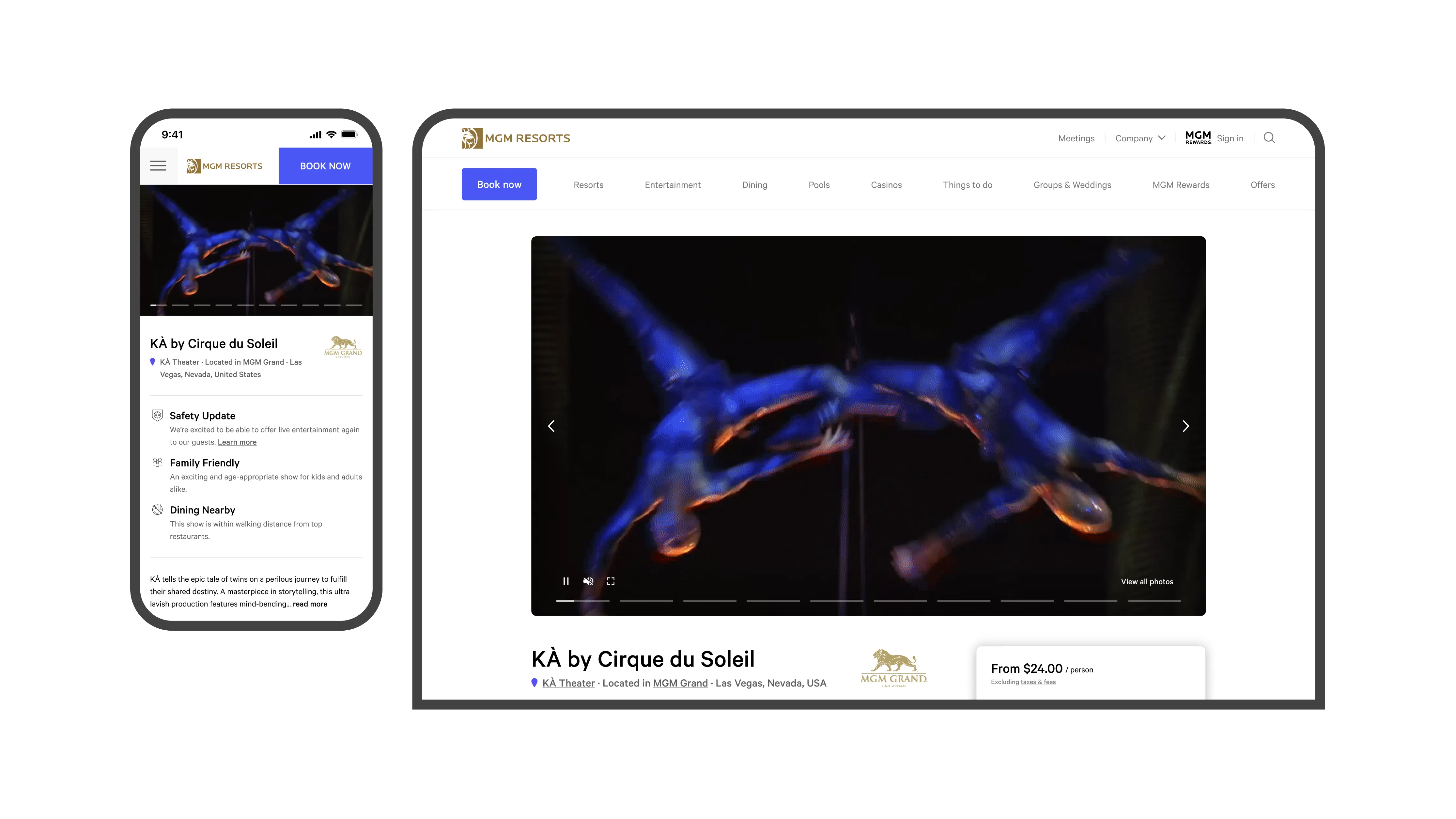 Final design delivery of the hero media player area on mobile web and desktop