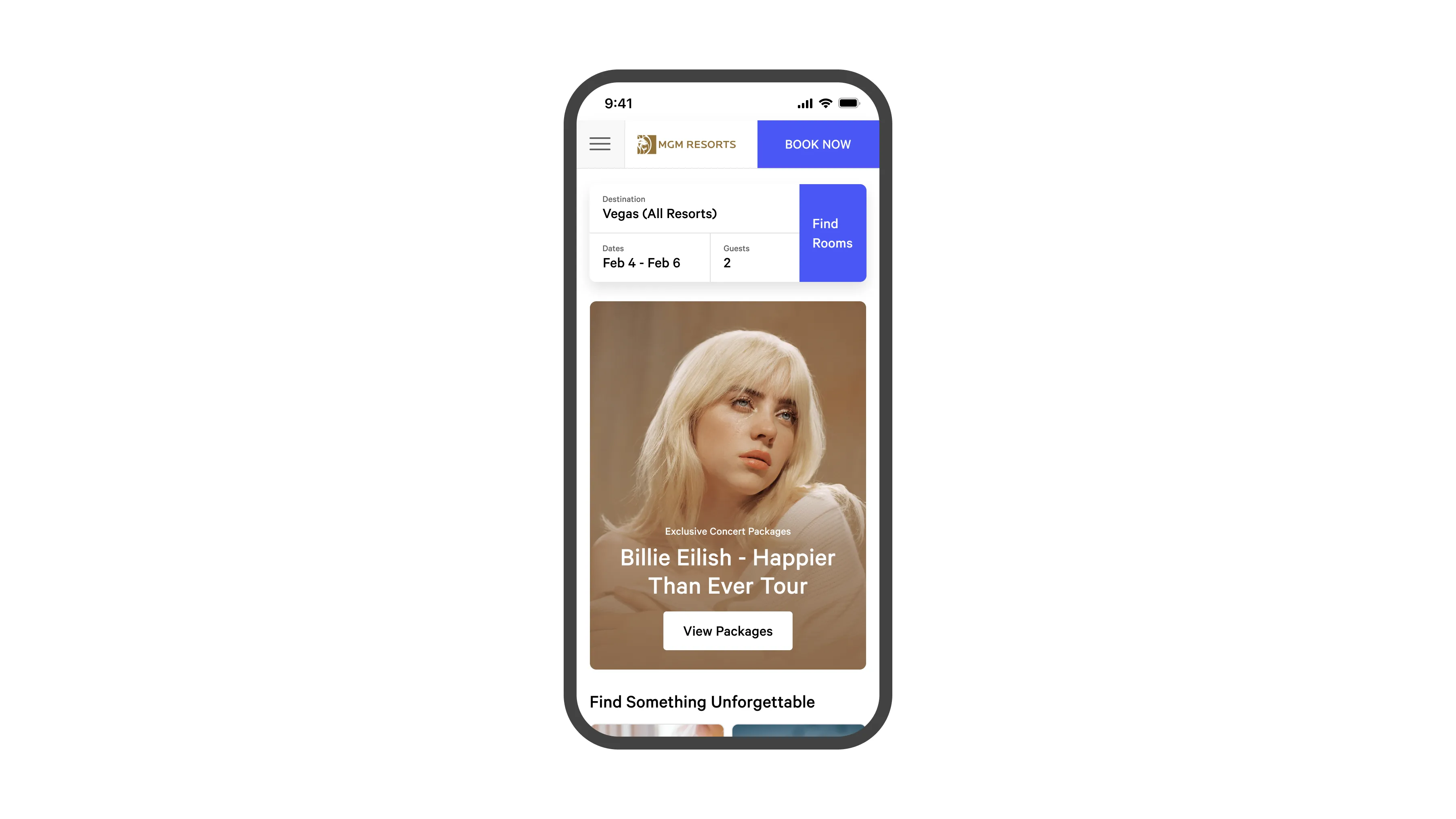 New consolidated room booking module, separating the hero offer and booking widget and adding "recent searches" for regional customers
