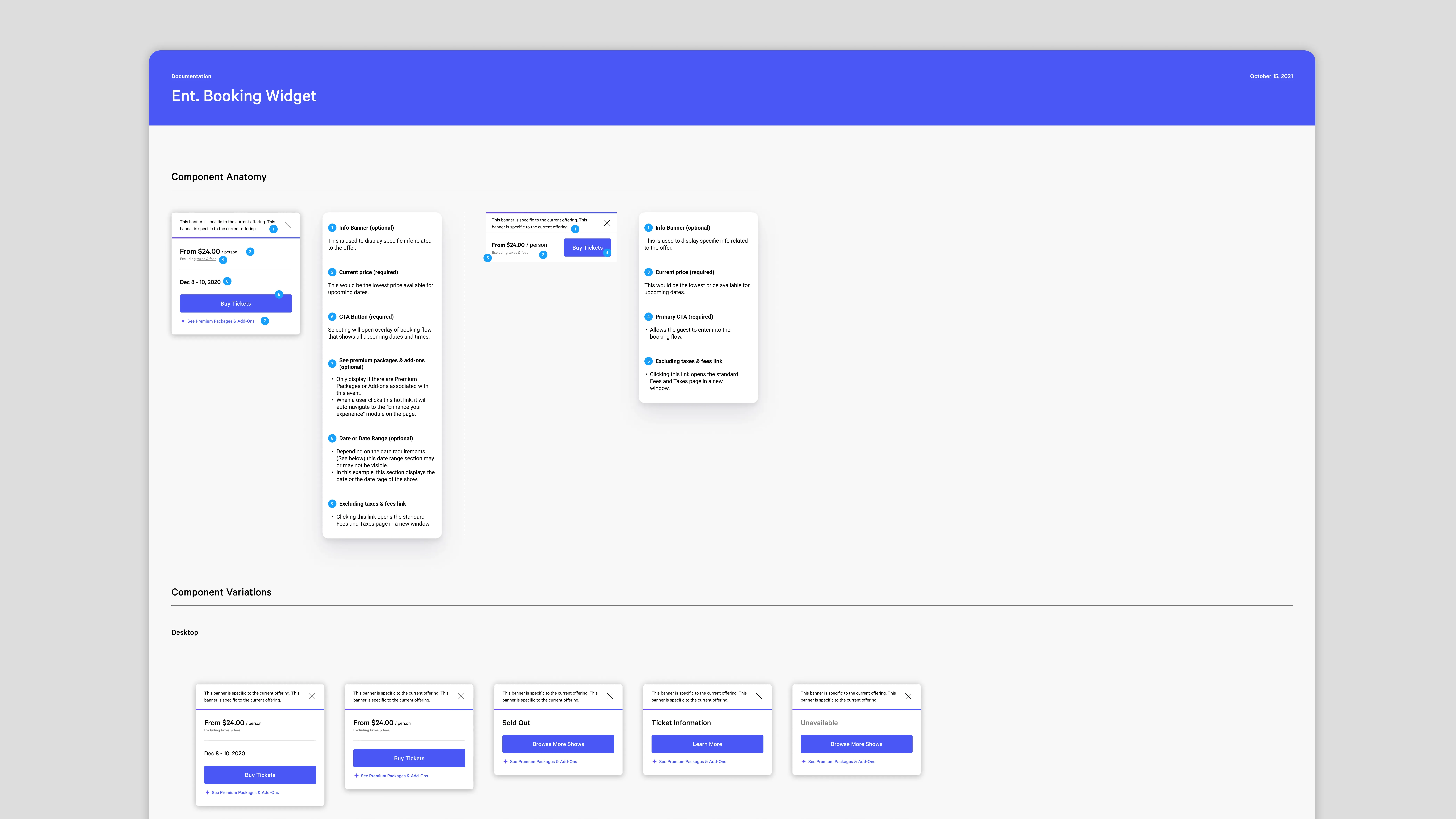 Zoomed in documentation for the new booking module, including a contextual quick-link to an MGM Concert Packages upsell