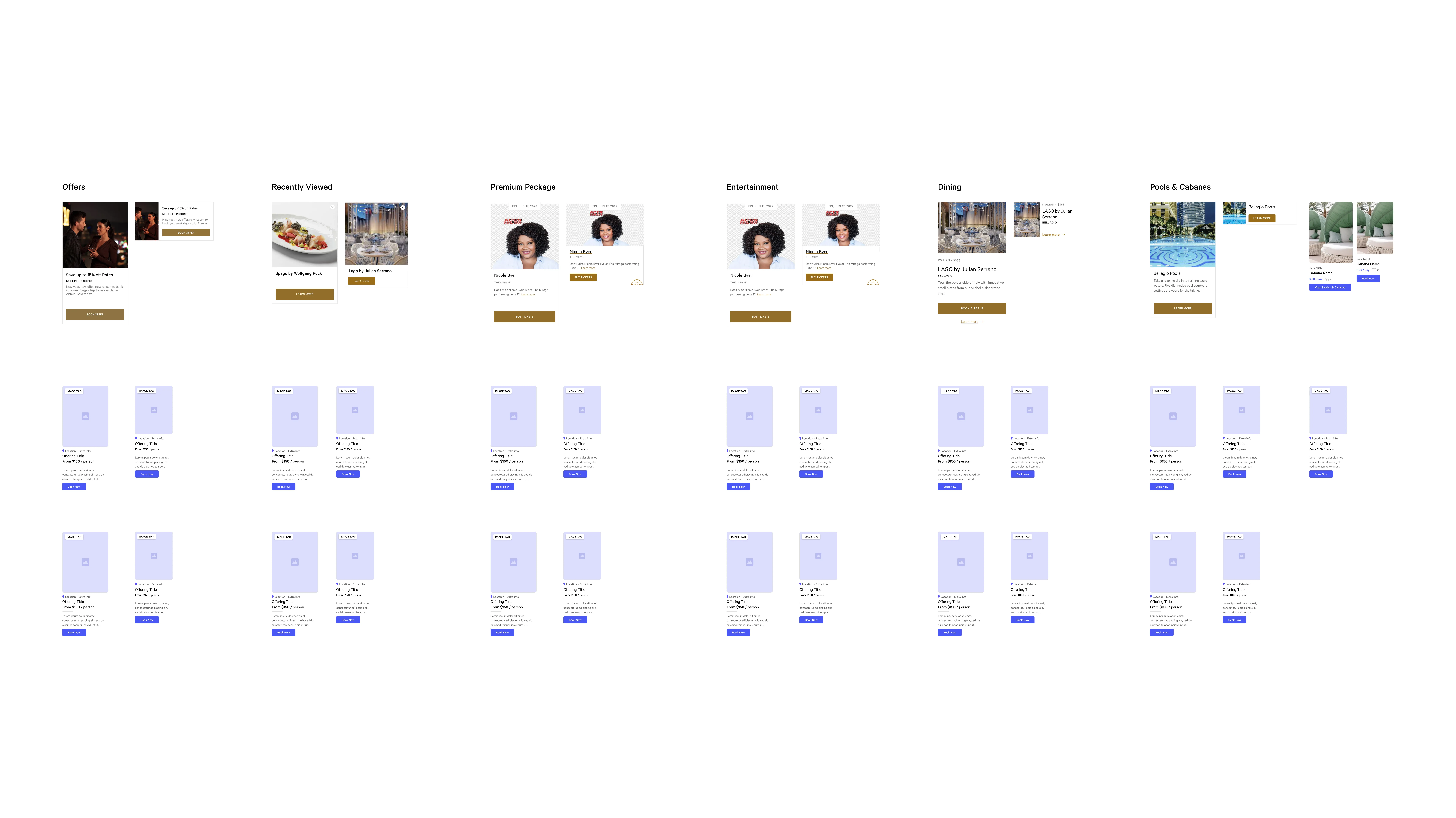 Audit of MGM's offer cards, which were varied and inconsistent across offer types and category pages
