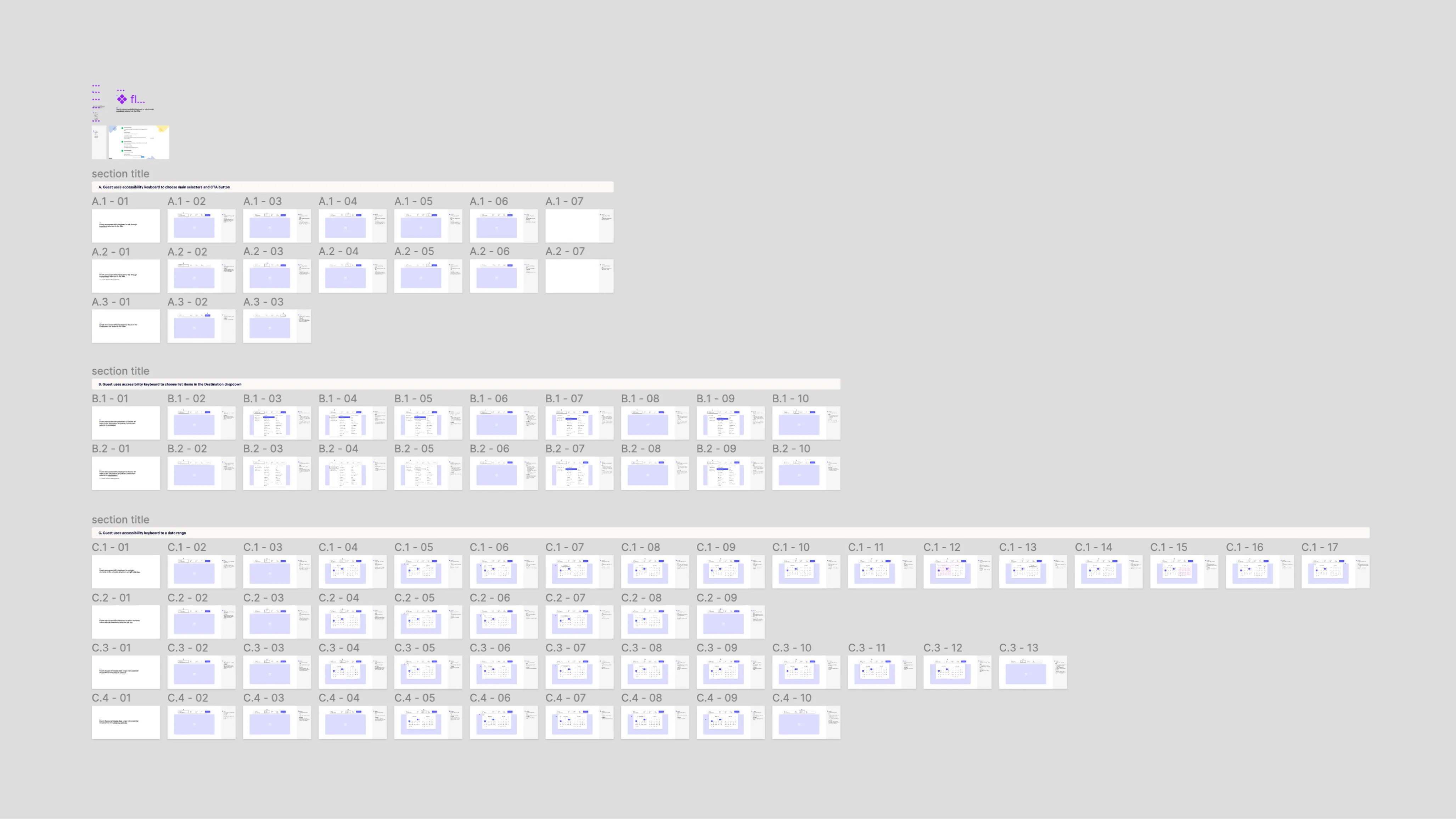 Zoomed out view of accessibility documentation created in collaboration with an accessibility consultant