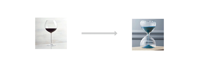 Animated motion study of the redesigned hourglass icon